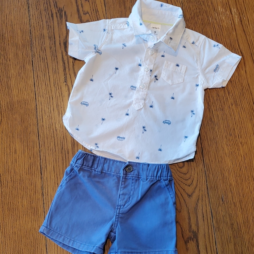 Carter's baby boy shirt and short set